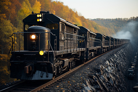 装载煤炭的蒸汽火车图片