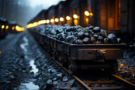 装满煤炭的输送带背景图片