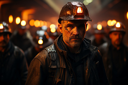 夜幕下的煤矿工人图片