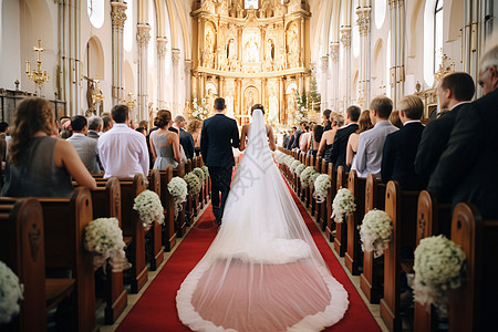教堂里举行的婚礼背景图片