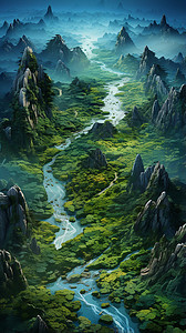 森林覆盖的土地背景图片