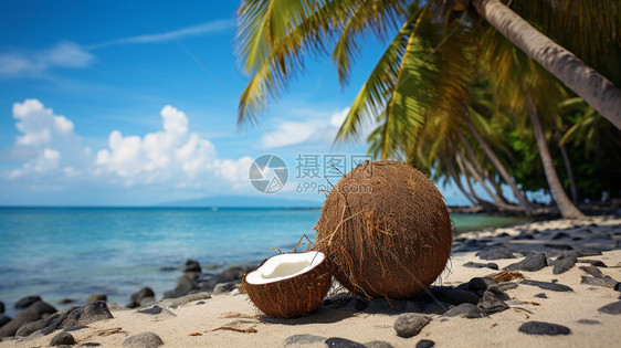 海滩边的椰子图片