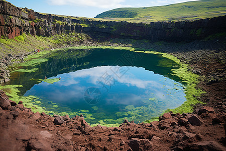 冰岛火山口的倒影图片