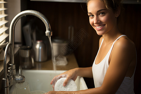 洗碗的女人图片