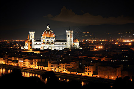 大教堂的夜景背景图片