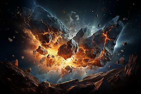 陨石碰撞的瞬间背景图片