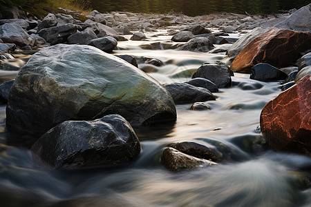 溪流里的石头图片