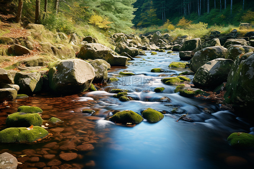 一条清澈的山间小溪图片
