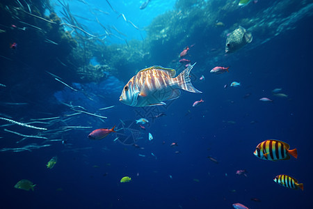 鱼群穿梭的水族馆图片