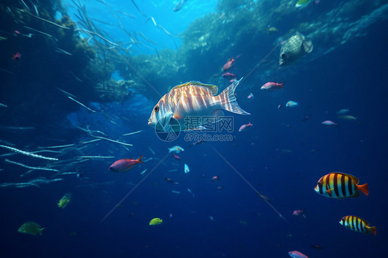 鱼群穿梭的水族馆图片