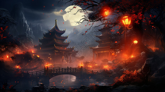 中国风古建筑背景图片