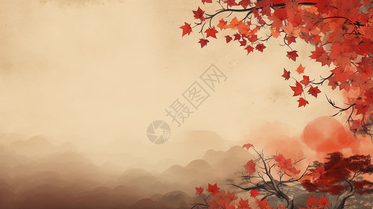 秋天的枫叶插画图片