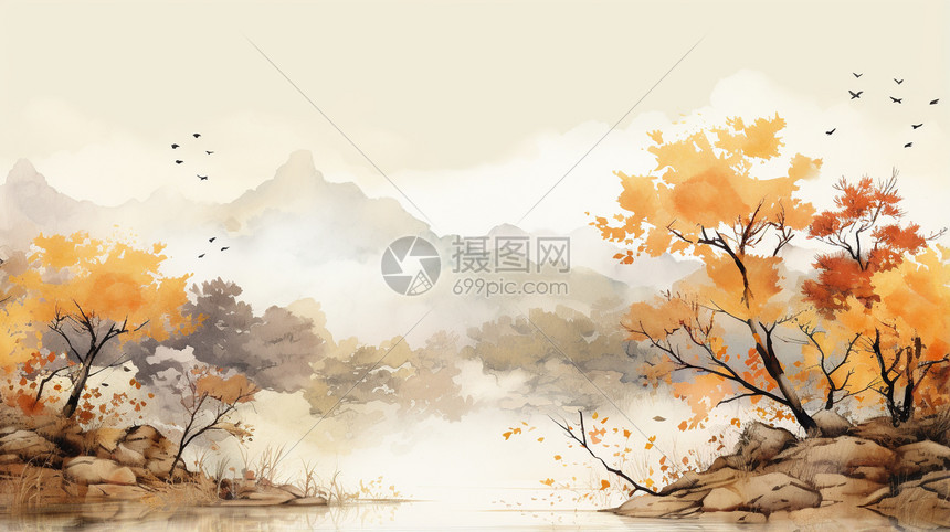 秋天中国画图片