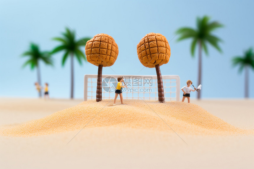 卡通风格的沙滩排球图片