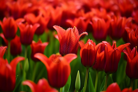 花园中盛开的郁金香花朵图片