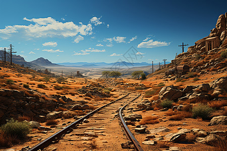 穿越沙漠的铁路图片