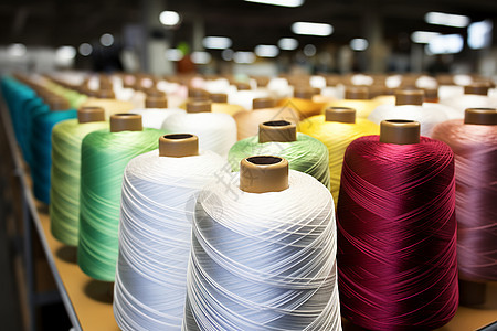 丝绸制造工厂里的丝线筒图片