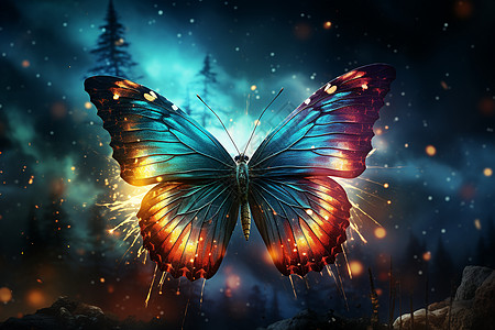 神奇的极光蝴蝶背景图片