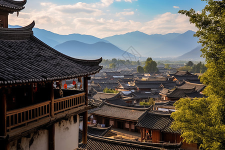 丽江古城的美丽景观背景图片