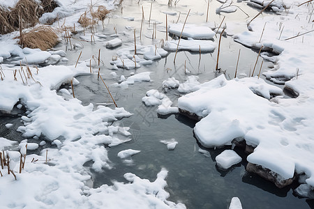 冬季冰冻的塘景观图片