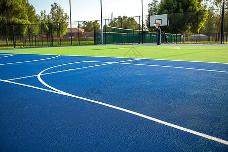 户外体育运动的篮球场地背景图片