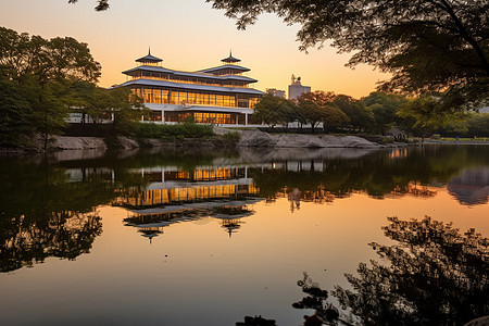 夏季城市公园的美丽景观图片