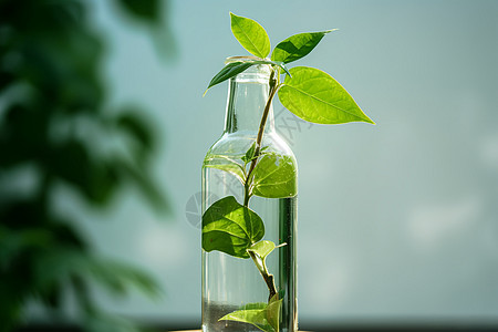 玻璃瓶绿植家庭培育的绿植幼苗背景
