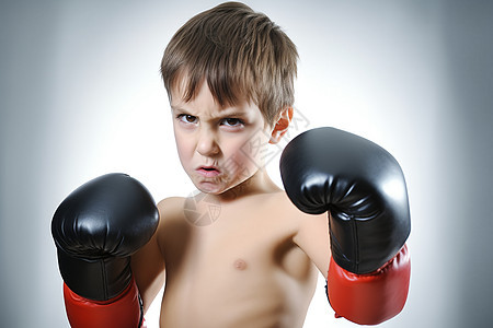 学习拳击的外国小男孩图片