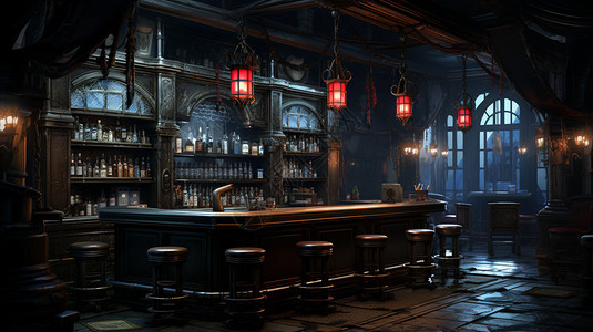 古典酒吧吧台背景图片