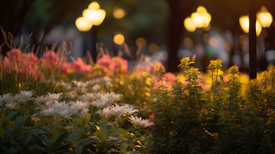 绿化带里的花草图片