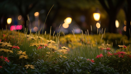 夜幕下的花草图片