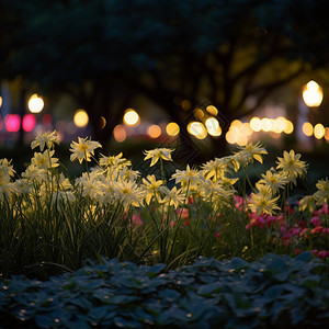 夜风里摇曳的花草图片