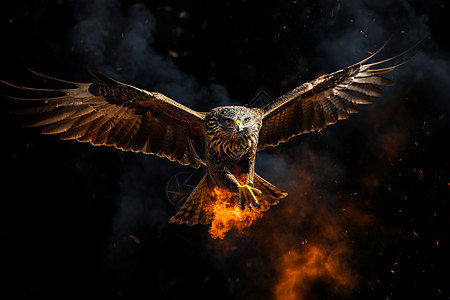 火焰中飞行的老鹰图片