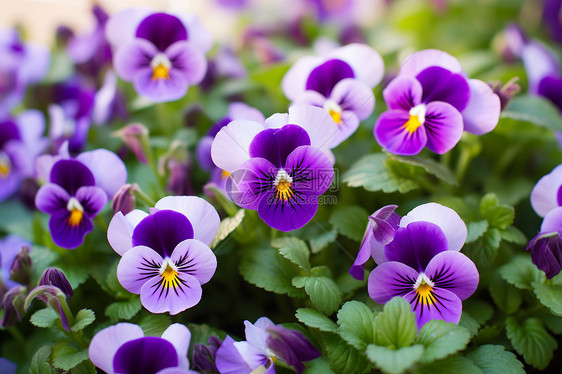 花朵丛生中的紫罗兰图片