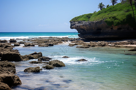 自然美丽的石头海滩图片