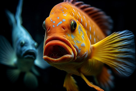 水族馆里的金鱼背景图片