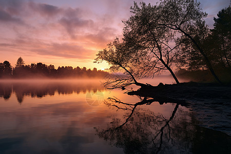 湖畔的早晨图片