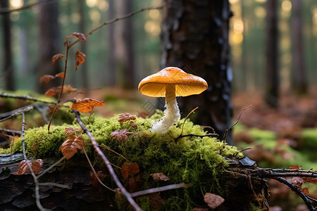苔藓中的蘑菇图片