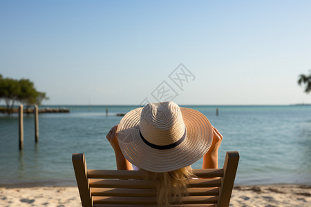 海滩躺椅上的女人图片