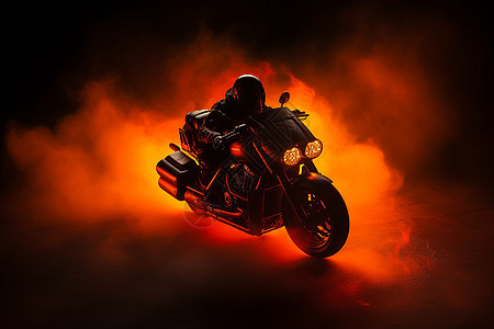 黑暗中展示的摩托车图片