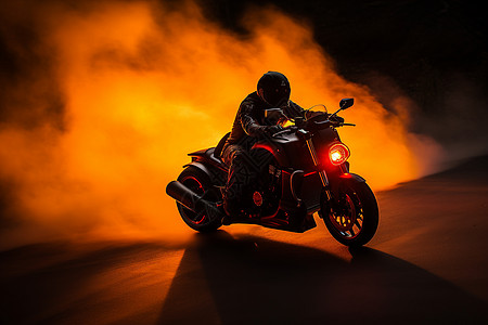 夜幕下的摩托车图片