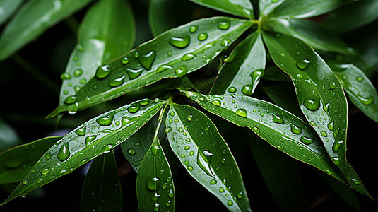 雨中的竹叶图片