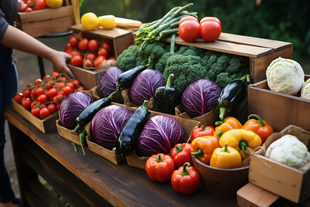 货架上绿色健康蔬菜图片