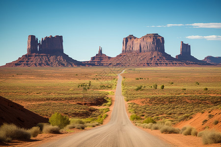 茫茫大漠中一条长长的公路图片