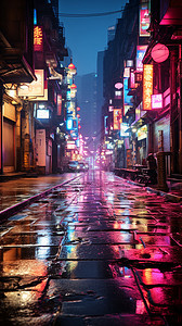 夜幕下的街巷图片
