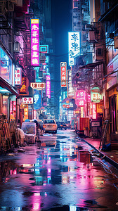 霓虹闪烁的街景图片