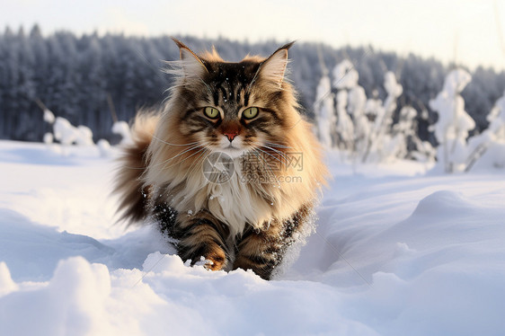 雪地探险的猫图片