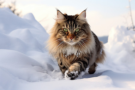 雪地上的小猫图片