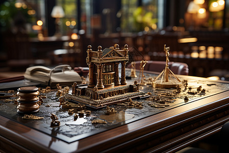 桌子上的法院模型图片