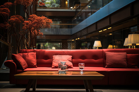 现代的红色沙发套装背景图片